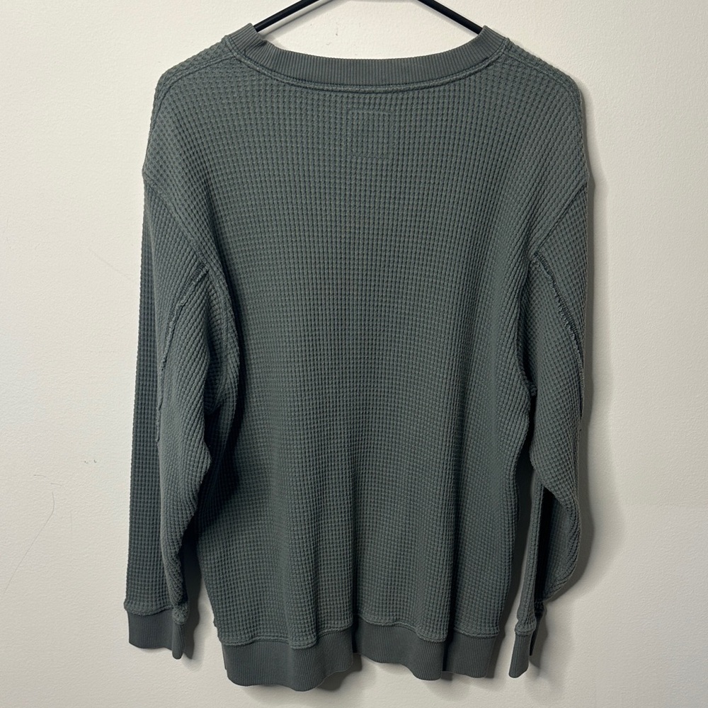 Aerie Grey Green Waffle Knit Crewneck - Picture 4 of 6